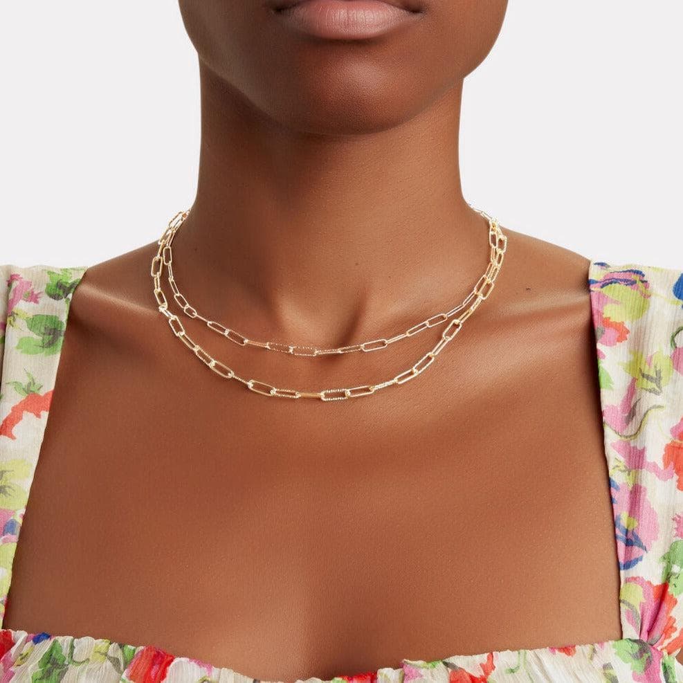 Micro Rectangle Chain Layered Necklace - 14K Gold Filled | Mara Scalise