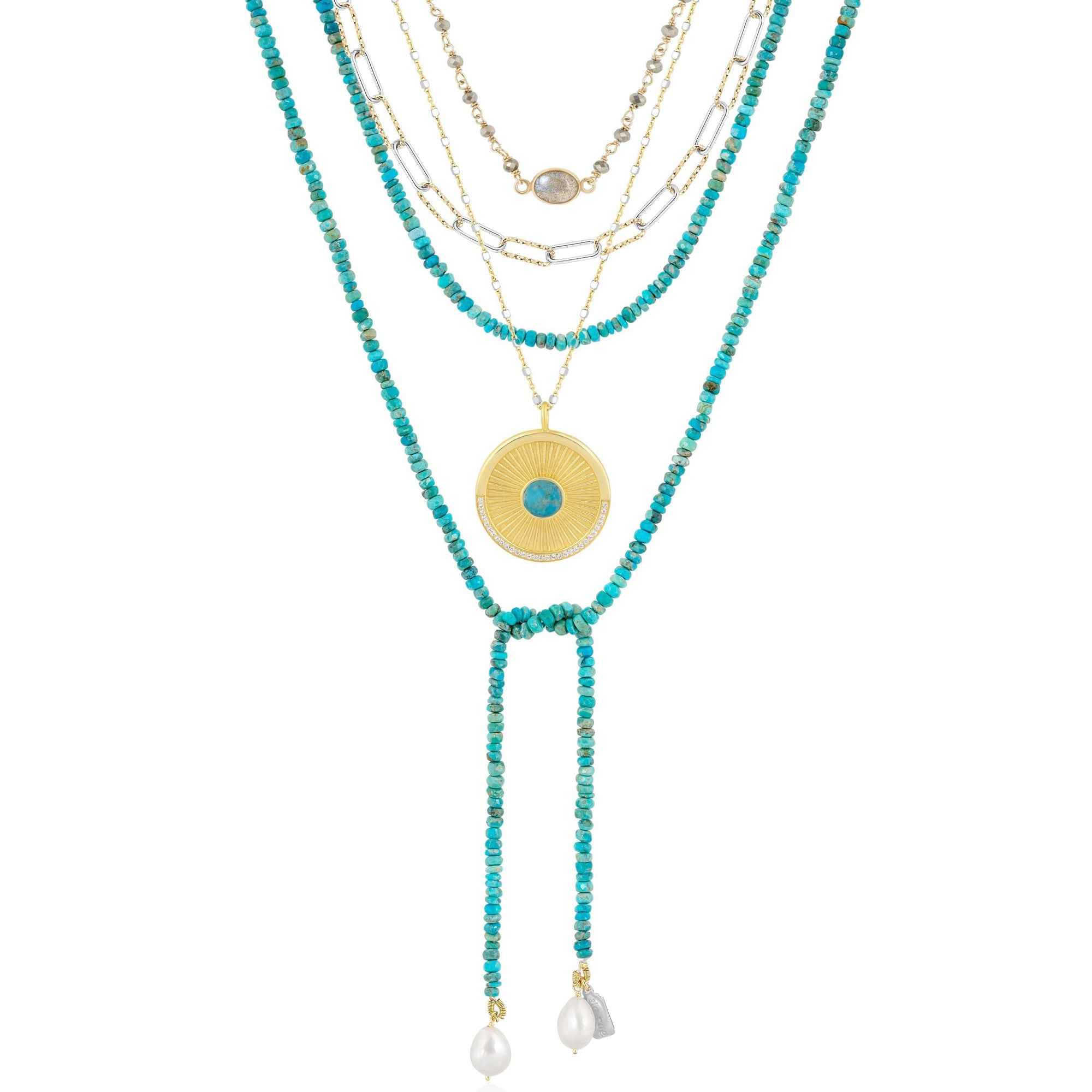 ELA Rae | Fish Hook Multi Cluster | Women’s Designer Fashion Jewelry Rainbow Moonstone Blue Multi / Black Rhodium Plate