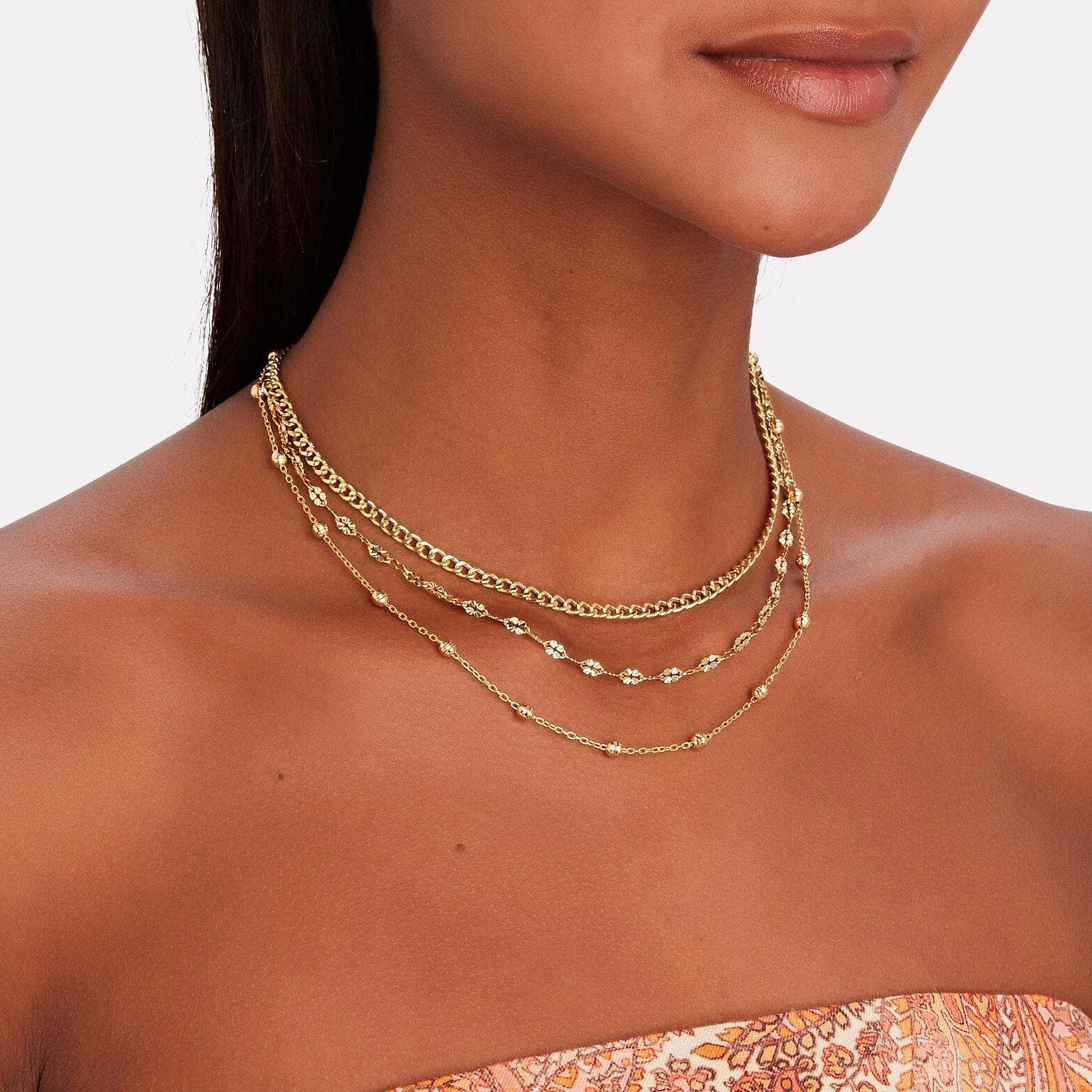Clearly Chic 3-Tier Necklace- Gold – The Pulse Boutique
