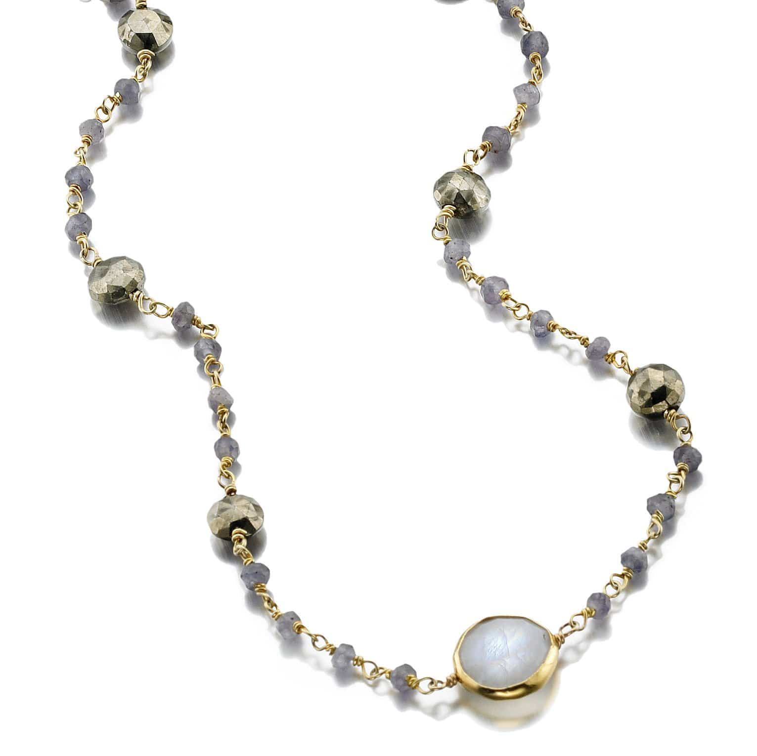 ELA Rae | Libi Choker Necklace | Women’s Designer Fashion Jewelry 14K Yellow Gold Plate / Hematite / Labradorite