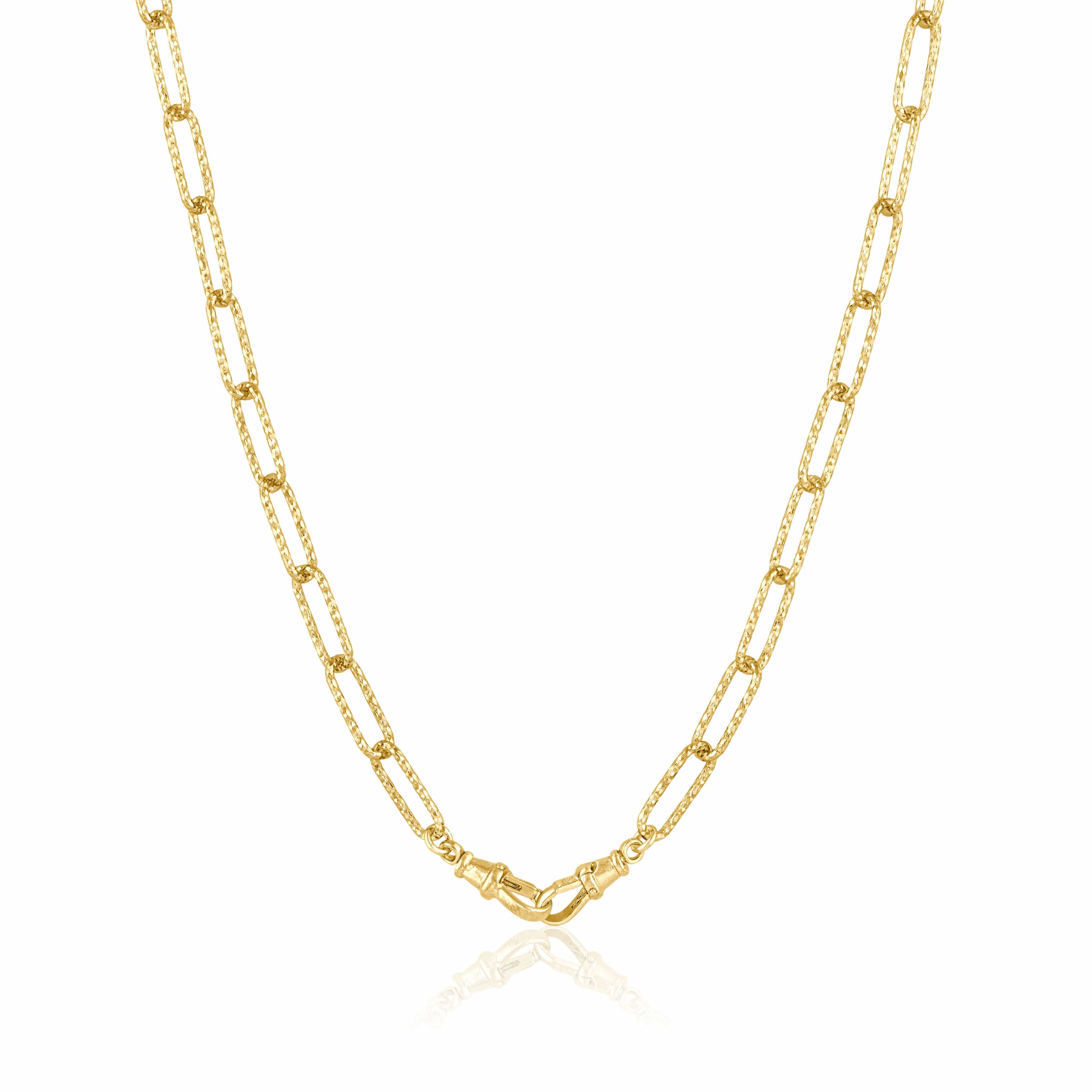 Double Clasp Necklace Heavy Sparkle Chain / 14K Yellow Gold Plate
