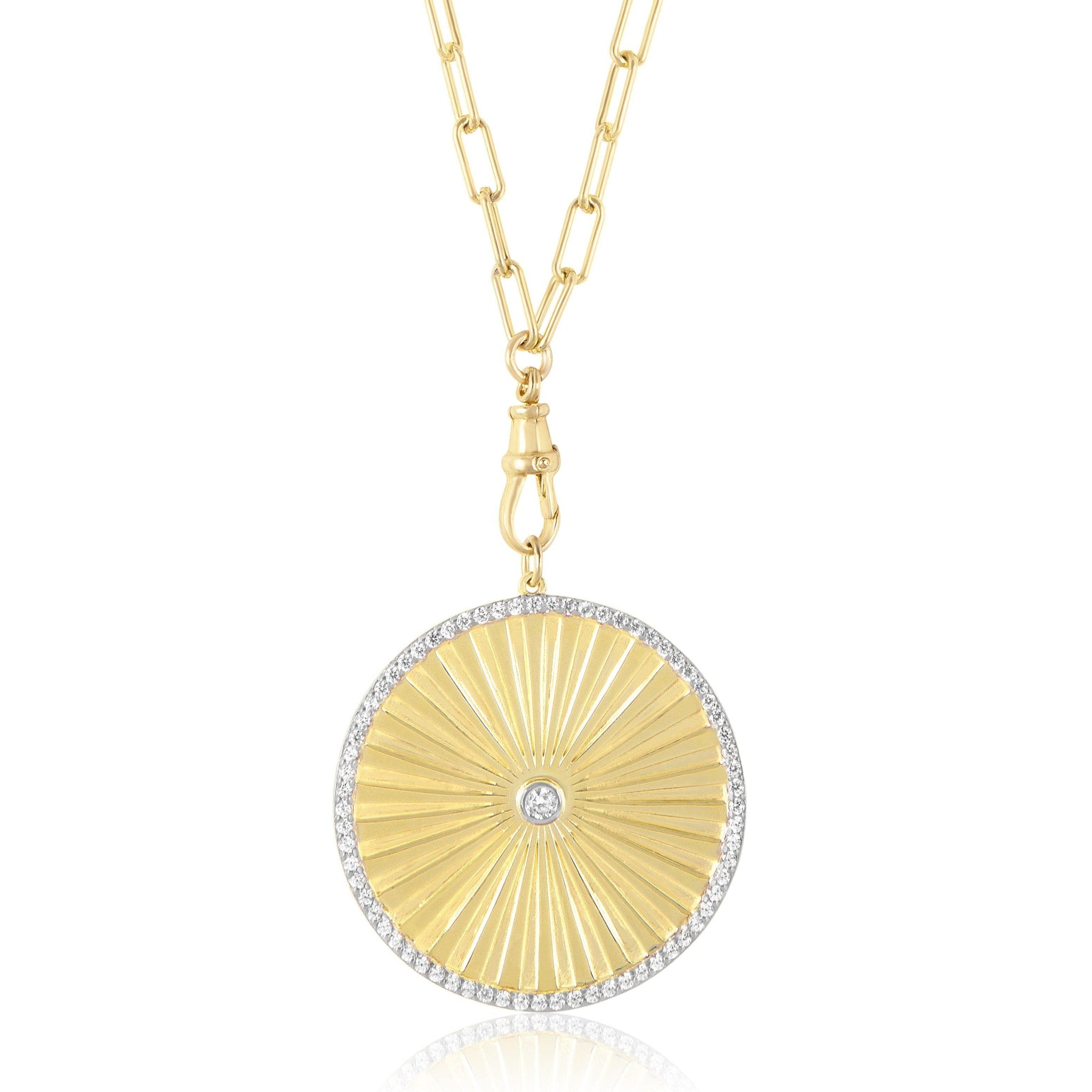 jumbo fluted disc charm necklace